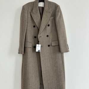 NWT Dunst Double-Breasted Oatmeal Wool Coat